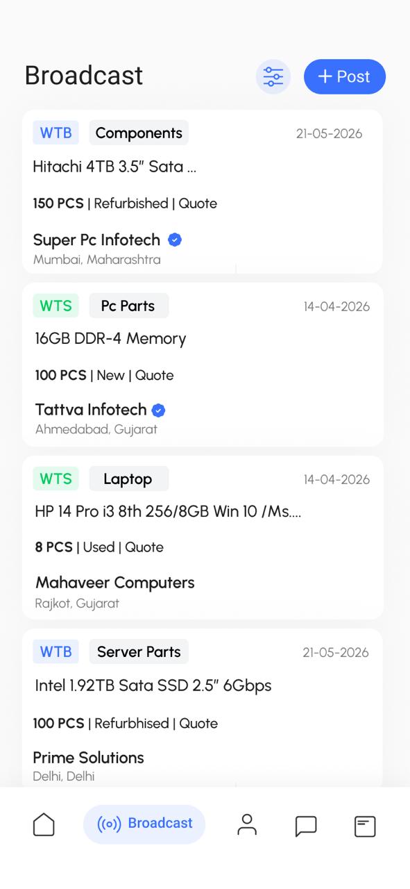 TradeKomp app broadcast feed